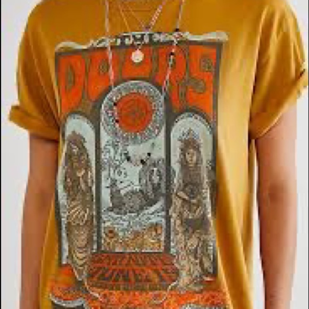 Free People T-Shirt Dress the Doors size small tan color